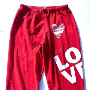 Women’s Peace Love World Cotton Blend I AM LOVE Joggers Sweatpants Red XL